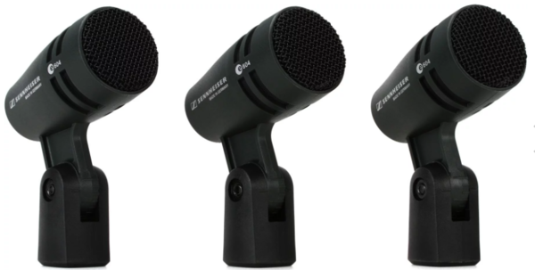 3-PACK E 604 (3) E604 MICROPHONES WITH MZH604 CLIPS AND CARRYING POUCHES.